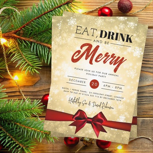 Eet, Drink Goud Winter Wonderland Vakantie Xmas Bo Kaart