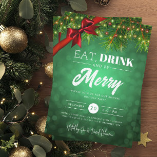 Eet Drink Green Pine Lights Vakantie Xmas Kaart