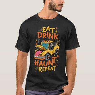 Eet Drink Haunt Herhaal Funny Halloween Ghost T-shirt
