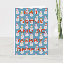 Eet drink herhalen rode sneeuwmannen feestdagen kaart