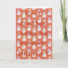 Eet drink herhalen rood sneeuwmannenrood feestdagen kaart