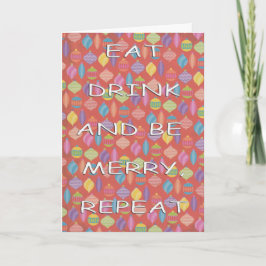 Eet drink herhalen witte boomdecoratie feestdagen kaart