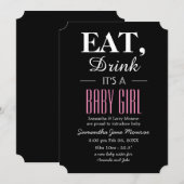 Eet, Drink Het is een meisje, baby aankondiging (Voorkant / Achterkant)