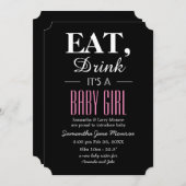 Eet, Drink Het is een meisje, baby-aankondiging Kaart (Voorkant / Achterkant)