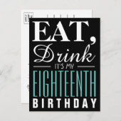 Eet, Drink, het is mijn 18e verjaardag Uitnodiging Briefkaart (Voorkant / Achterkant)