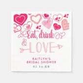 "Eet, Drink & Houd Van" Valentijnsdag Bruidsfeest Servet (Voorkant)