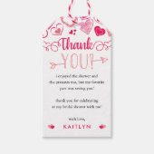 "Eet, Drink & Houd Van" Valentijnsdag Bruidsmeisje Cadeaulabel (Voorkant)