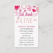 "Eet, Drink & Houd van" Valentijnsdag Bruidsmeisje Informatiekaartje (Voorkant)