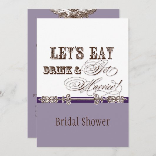 Eet, Drink in Get Married Bridal Shower Uitnodigin Kaart (Voorkant / Achterkant)