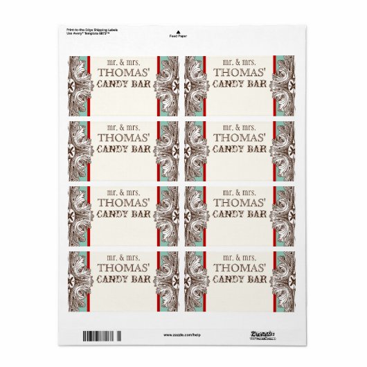 Eet, Drink in Get Married Matching Snoep Bar Label (Full Sheet)