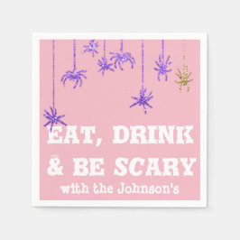 Eet Drink is eng Spider Halloween roze Paars Servet