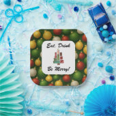 Eet, Drink, Kerstmis Vierkant Papieren Bord (Feest)