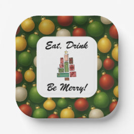 Eet, Drink, Kerstmis Vierkant Papieren Bord 