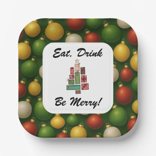 Eet, Drink, Kerstmis Vierkant Papieren Bord (Voorkant)