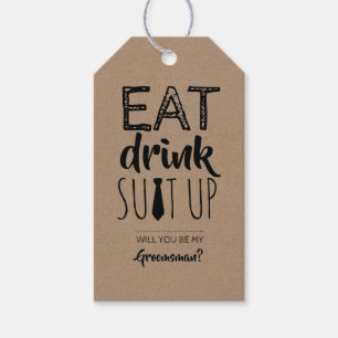 Eet Drink Kleed Je Aan Grappig Groomsman Voorstel Cadeaulabel