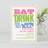 Eet, Drink & laat nat op een poolpartij en BBQ Kaart (Staand voorkant)