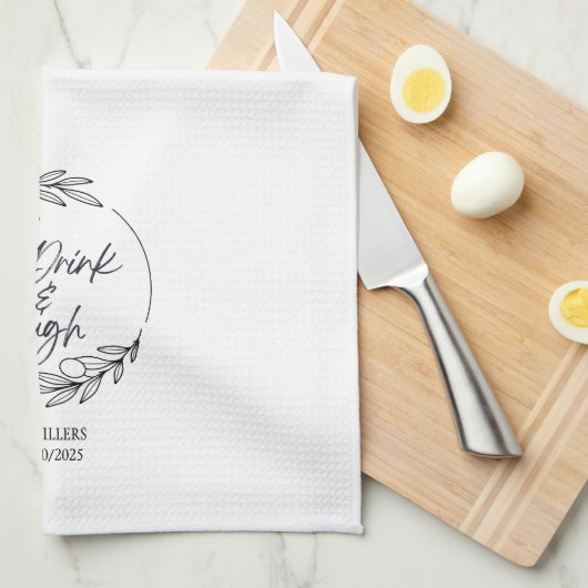 Eet, Drink & Lach Aangepaste Naam Keuken Handdoek (Quarter Fold)