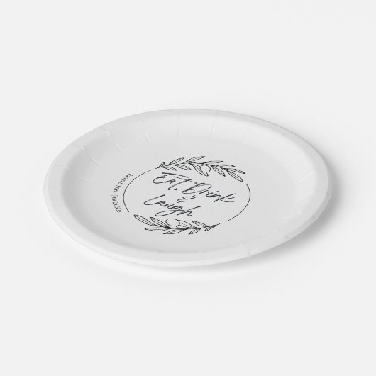 Eet, Drink & Lach Aangepaste Naam Papier Bord (Gekanteld)