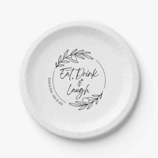 Eet, Drink & Lach Aangepaste naam papieren bord (Voorkant)