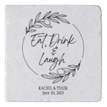 Eet, Drink & Lach Aangepaste Naam Stone Trivet