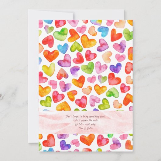 Eet Drink & Liefde Harten Waterverf Valentijn Part Kaart (Achterkant)