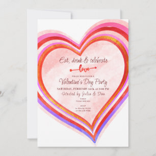 Eet Drink & Liefde Harten Waterverf Valentijn Part Kaart