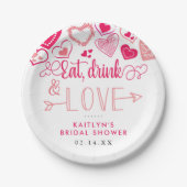 "Eet, Drink & Liefde" Valentijnsdag Bruidsuitnodig Papieren Bordje (Voorkant)