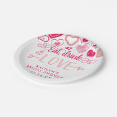"Eet, Drink & Liefde" Valentijnsdag Bruidsuitnodig Papieren Bordje (Gekanteld)