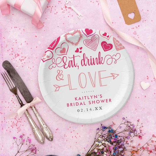 "Eet, Drink & Liefde" Valentijnsdag Bruidsuitnodig Papieren Bordje
