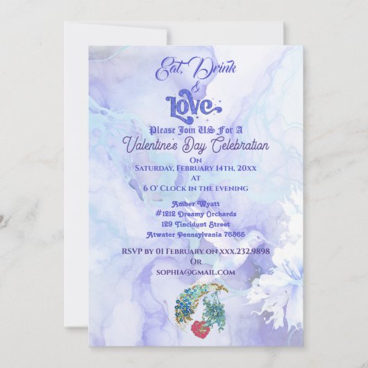 Eet Drink & Liefde Valentijnsdag Feestviering Kaart (Voorkant)