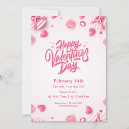 "Eet, Drink & Liefde" Valentijnsdag Party Invitati Kaart