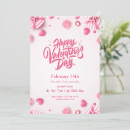 "Eet, Drink & Liefde" Valentijnsdag Party Invitati Kaart