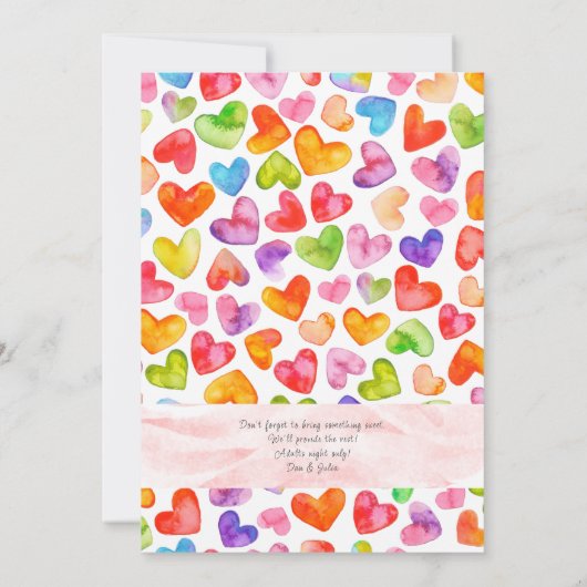 Eet Drink & Liefde Waterverf Gouden Hart Vday Part Kaart (Achterkant)