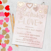 Eet, Drink & Love Valentijnsdag Party Real Folie Uitnodiging
