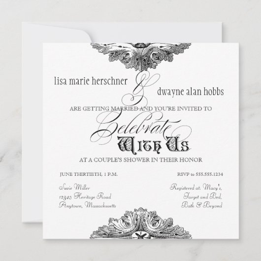 Eet, Drink n Get Married Couples Douche Uitnodigin Kaart (Achterkant)