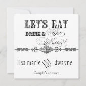 Eet, Drink n Get Married Couples Douche Uitnodigin Kaart (Voorkant)