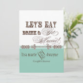 Eet, Drink n Get Married Couples Douche Uitnodigin Kaart (Staand voorkant)
