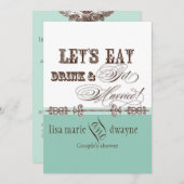 Eet, Drink n Get Married Couples Douche Uitnodigin Kaart (Voorkant / Achterkant)