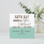 Eet, Drink n Get Married Couples Douche Uitnodigin Kaart (Staand voorkant)