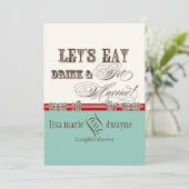 Eet, Drink n Get Married Couples Douche Uitnodigin Kaart (Staand voorkant)