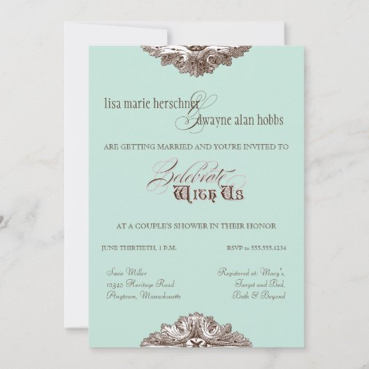 Eet, Drink n Get Married Couples Douche Uitnodigin Kaart (Achterkant)