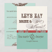 Eet, Drink n Get Married Couples Douche Uitnodigin Kaart (Voorkant / Achterkant)