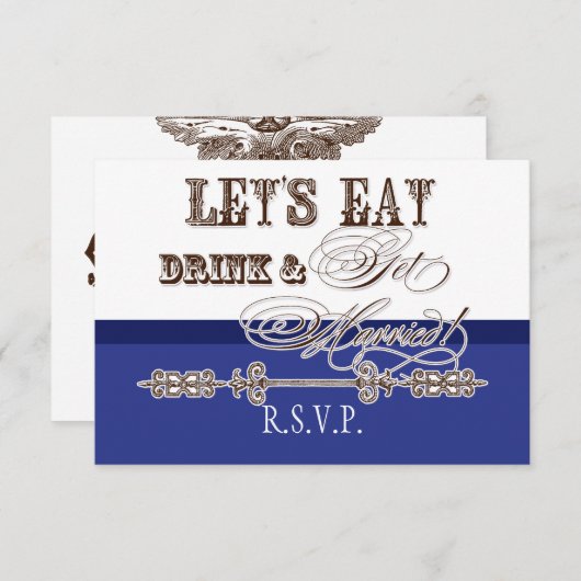Eet, Drink n Get Married Formal RSVP-reactiekaart RSVP Kaartje (Voorkant / Achterkant)