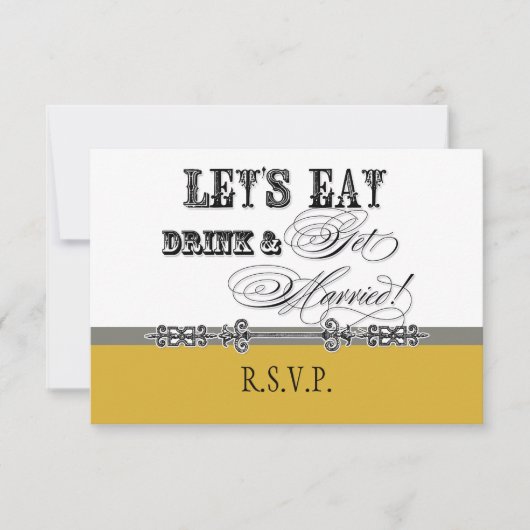 Eet, Drink n Get Married Formal RSVP-reactiekaart RSVP Kaartje (Voorkant)