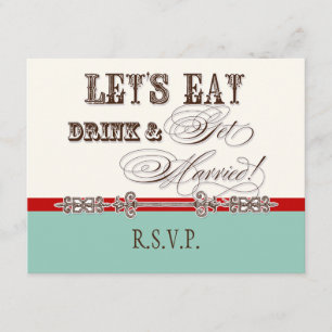 Eet, Drink n Get Married Formal RSVP-reactiekaart RSVP Kaartje