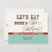 Eet, Drink n Get Married Formal RSVP-reactiekaart RSVP Kaartje (Voorkant)