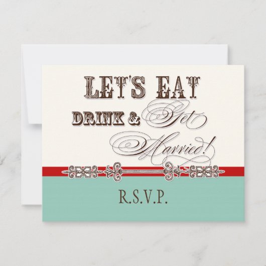 Eet, Drink n Get Married Formal RSVP-reactiekaart RSVP Kaartje (Voorkant)