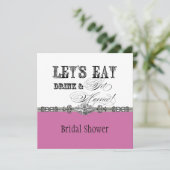 Eet, Drink n Getrouwd bruids doucheuitnodiging Kaart (Staand voorkant)