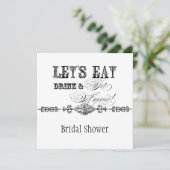 Eet, Drink n Getrouwd bruids doucheuitnodiging Kaart (Staand voorkant)