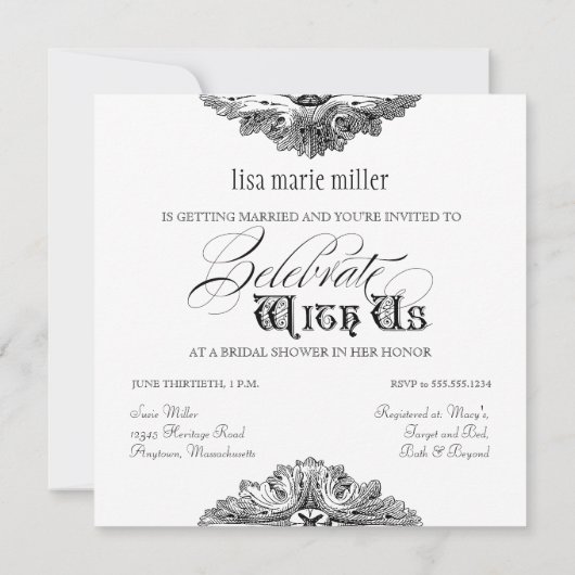 Eet, Drink n Getrouwd bruids doucheuitnodiging Kaart (Achterkant)